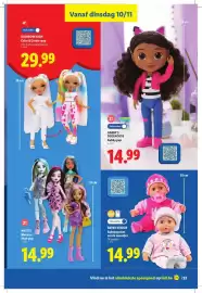Lidl folder | Speelgoed Pagina 33: Monster high pop €14,99, Bayer design babypop met eerste woordjes €14,99