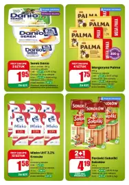 Dino gazetka tydzień 42 Strona 4: Serek Danio różne rodzaje €1,95, Margaryna Palma Bielmar €1,75