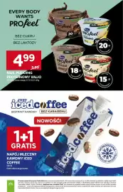 Stokrotka gazetka tydzień 42 Strona 22: Mus, Pudding Proteinowy Valio €4,99, Iced Coffee