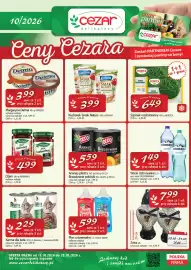 Cezar Delikatesy gazetka Strona 1: Woda Ustronianka €1,49, Znicz €7,99