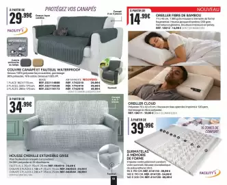 Catalogue Shopix page 12: Housse Chenille Extensible Grise €34,99, FACILITY'S SURMATÉLAS À MÉMOIRE DE FORME €39,99