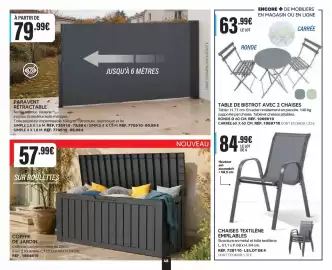 Catalogue Shopix page 48: CHAISES TEXTILÈNE EMPILABLES €84,99, PARAVENT RÉTRACTABLE €79,99