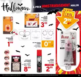 Catalogue Trafic page 5: COLONA Spray Faux Sang €2,99, G Kit de tatouages zombie €3,99