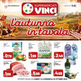 Volantino Supermercati Vinci Pagina 1: 4 Fiori di Merluzzo Findus €5,99, Acqua Oligominerale Alcalina Naturale Maniva €1,99