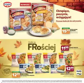 Stokrotka gazetka Strona 12: Pizza Buns Guseppe creamy garlic Dr. Oetker €15,99, Danie Gyros Chicken Frosta €11,98