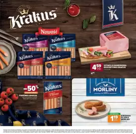 Stokrotka gazetka Strona 15: Szynka konserwowa eksportowa Krakus €4,59, Kiełbasa śląska Morliny €1,19