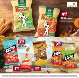 Stokrotka gazetka Strona 17: Chrupki kukurydziane Łapsy pizza €3,99, Chrupki Tygryski czekoladowe €1,98