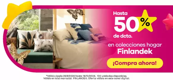 Catálogo Éxito Página 5: Hasta 50% de dcto. en colecciones hogar Finlandek ¡Compra ahora! *Válido desde 28/9/2026 hasta