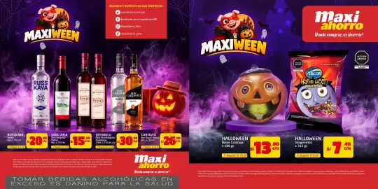 Catálogo MaxiAhorro Página 1: Arcor Halloween Sangrientos €7,40, Halloween balde calabaza €13,80