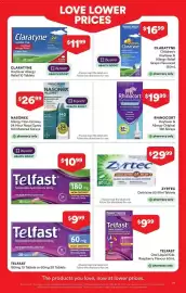 Priceline catalogue Page 23: Zyrtec Cetirizine 50 Mini Tablets €29,99, Telfast fexofenadine hydrochloride 180mg €10,99