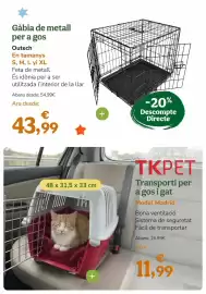 Folleto TiendAnimal Página 39: Outech - gabia de metall per a gos €43,99, Sistema - transporti per a gos i gat €11,99