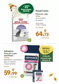 Folleto TiendAnimal Página 47: Advance - pinso per a gats esterilitzats €59,99, Royal canin - pinso per a gat €64,73