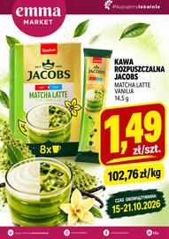 EMMA market gazetka tydzień 42 Strona 4: Kawa rozpuszczalna Jacobs Matcha Latte Vanilia €1,49