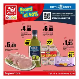Volantino Sì con te Superstore Pagina 1: Tonno Rio Mare all'olio di oliva €6,99, Buondi Classico Bauli €1,35