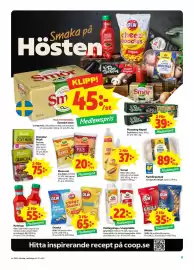 Stora Coop reklamblad vecka 43 Sida 5: Aria Köket Riven ost €20,00, Olw snacks €65,00