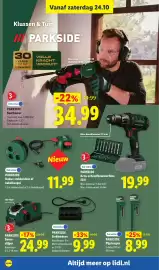 Lidl folder week 43 Pagina 40: Parkside Kubus-stekkerdoos of kabelhaspel €11,99, Parkside Pijptangen €8,99