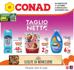 Volantino Conad Pagina 1: LATTE UHT ARBOREA €0,79, Gocciole Chocolate Pavesi €2,99