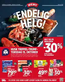 Meny kundeavis Side 1: Varanger skavet reinsdyrkjøtt €79,90, Tine meierismør €49,90
