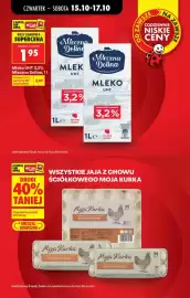 Biedronka gazetka tydzień 42 Strona 3: Mleko UHT 3,2% Mleczna Dolina, 1l €1,95, Jaja z chowu ściółkowego Moja Kurka