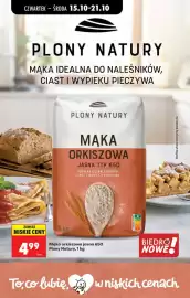 Biedronka gazetka tydzień 42 Strona 72: Mąka orkiszowa jasna 650 Plony Natury, 1 kg €4,99