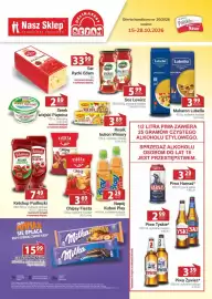 Nasz Sklep gazetka Strona 1: Chipsy Fiesta €3,69, Napój Kubuś Play €2,29