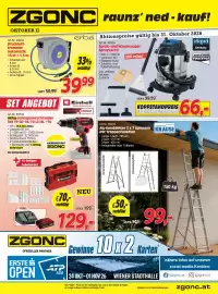 Zgonc Flugblatt Seite 1: Sprüh- und Waschsauger Sprayvac20 €66,00, Druckluft-trommel Automatik €39,99