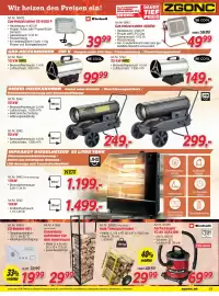 Zgonc Flugblatt Seite 19: Holz-Transportrodel €29,99, Einhell Staubsauger €69,99