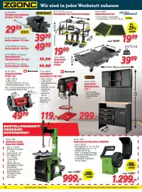 Zgonc Flugblatt Seite 20: Säulenbohrmaschine TC-BD 500 Einhell €119,00, Einhell Doppelschleifer TC-BG 150 €49,99