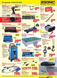 Zgonc Flugblatt Seite 5: Abdecknetz mit Elastikband €14,99, Erba Ausbeul-Werkzeug-Satz €199,00