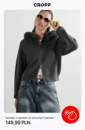 Cropp gazetka tydzień 42 Strona 6: Kardigan z kapturem ze sztucznym futerkiem Cropp €149,99