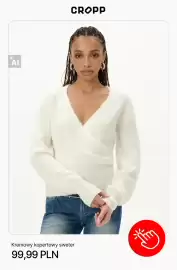 Cropp gazetka tydzień 42 Strona 8: Kremowy kopertowy sweter Cropp €99,99