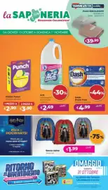 Volantino La Saponeria Pagina 1: Dash Power Pods €4,99, Ace candeggina profumata €2,69