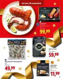 Catalog Lidl Pagină 67: Cozi de homar €99,99, Grana Padano D.O.P., rasă €11,99
