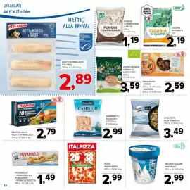 Volantino Todis Pagina 16: Spaghetti alle vongole €3,49, Gamberetti sgusciati PescaRe €2,99