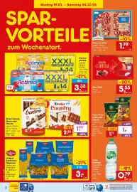Netto Marken-Discount Prospekt Seite 2: Danone Actimel €3,33, Kinder County, Bueno oder Hanuta €2,22