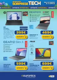 Volantino Euronics Pagina 10: HP Notebook 15-FC0036NL €399,00, ASUS VIVOBOK 15 €699,00