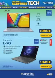 Volantino Euronics Pagina 8: Lenovo LOQ €1.349,00, ASUS Vivobook 16X €1.099,00