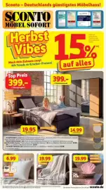 SCONTO Prospekt Seite 1: COMO FLANELLDECKE _Emilia_ €19,99, LEVELONE FEDERKOPFKISSEN €6,99