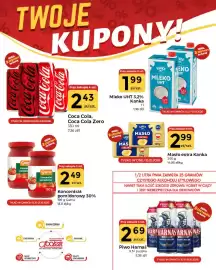 Społem Częstochowa gazetka tydzień 42 Strona 2: Masło ekstra Kanka €2,99, Napój gazowany Coca-Cola €2,43