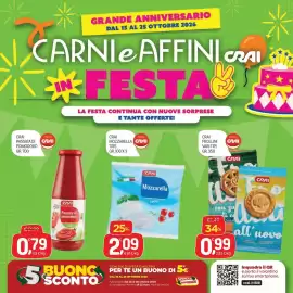 Volantino Carni e Affini Supermercati Pagina 1: Crai frollini vari tipi €0,99, Crai Mozzarella Tris €2,09