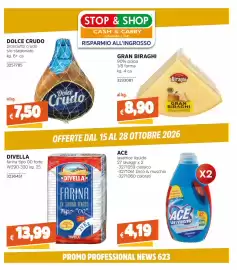 Volantino Stop&Shop Pagina 1: Ace detergente lavatrice €4,19, Farina tipo 00 forte Divella €13,99