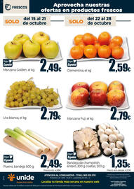 Folleto Unide Supermercados Página 4: Puerro, bandeja €2,49, Uva blanca €2,79