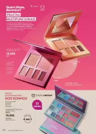 Folheto O Boticário Página 146: Paleta multifuncional dos sonhos €19,99, Paleta de maquilhagem multifuncional €14,99
