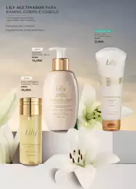 Folheto O Boticário Página 44: Lily Óleo Perfumado Corporal €18,99, Lily esfoliante acetinado €17,99