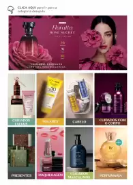 Folheto O Boticário Página 9: CLICA AQUI para ir para a categoria desejada ESVERATROL SILICKO CAMIE ALTA betik Floratta ROSE