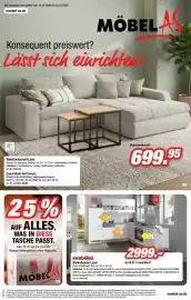 Möbel AS Prospekt Seite 1: Nobilia Winkelküche Laser €2.999,00, Wohnlandschaft Luno €699,95
