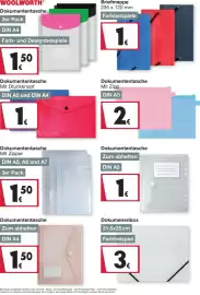 Woolworth Prospekt Seite 24: Briefmappe €1,00, Woolworth Dokumententasche €1,50