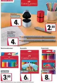 Woolworth Prospekt Seite 3: Fasermaler €8,00, Faber-Castell Wachsmalkreiden €3,50