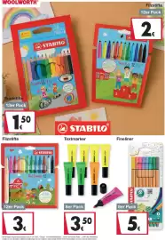 Woolworth Prospekt Seite 5: Fineliner €5,00, STABILO Trio Jumbo €3,00