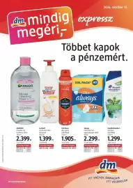 DM akciós újság Oldal 1: Head & shoulders sampon €1.299,00, Garnier micellás víz €2.399,00